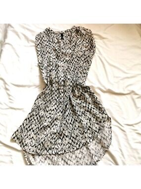 H&M Tunic Top Dress Sleeveless Black Cream Size 2
